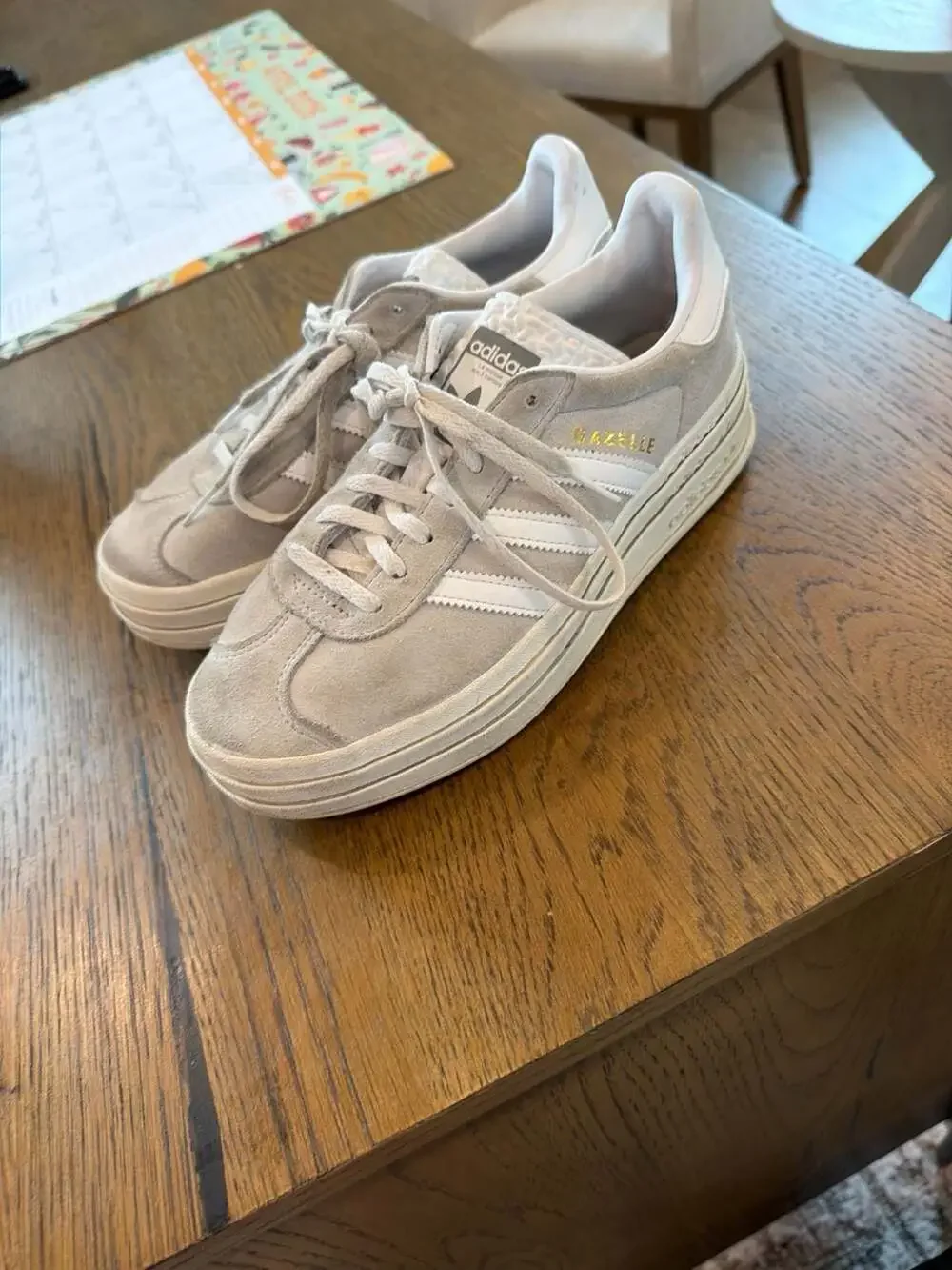 adidas Women's Gazelle Bold Platform Shoes in Grey/White - Picture 2 of 7